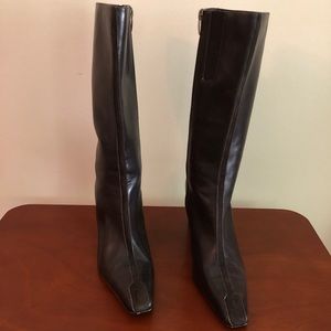 Anne Klein Brown Tall Leather Heels Boots